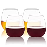 COOKY.D Vasos para jugo de agua, irrompibles, plástico Tritan, aptos para vino, whisky, aptos para lavavajillas, perfectos para el hogar, picnic y fiestas, juego de 4, 510 ml